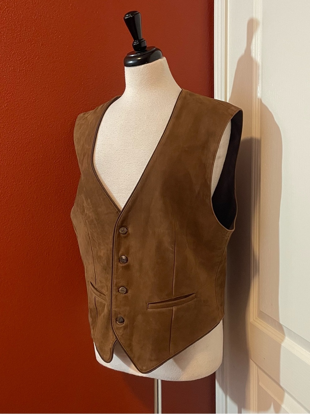 Pitkin County Dry Goods Men’s Western Brown Suede Leather Heritage Cowboy Vest